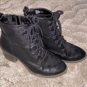 Black heeled/laced combat boots